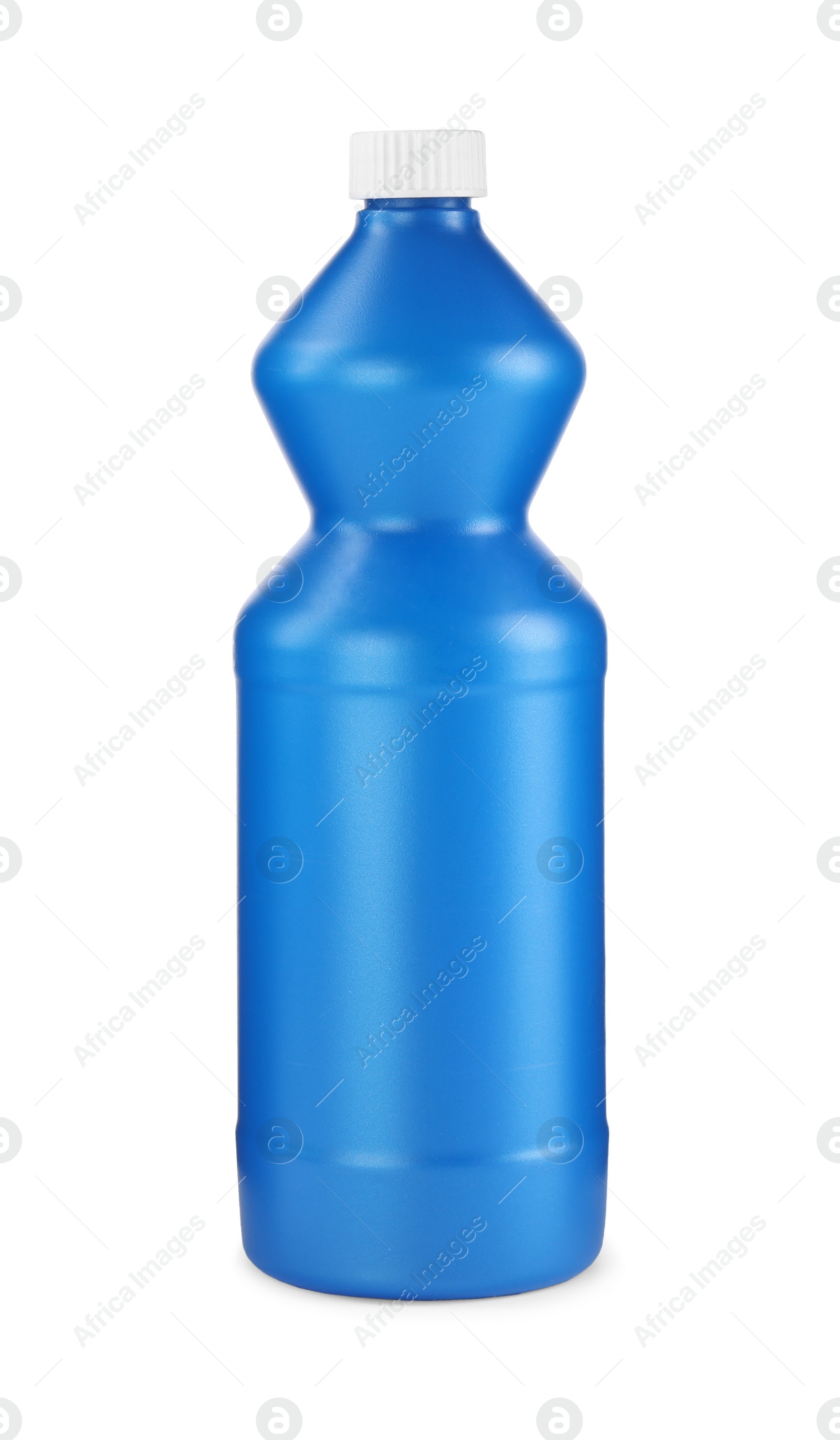 Photo of Blue bottle of cleaning product isolated on white