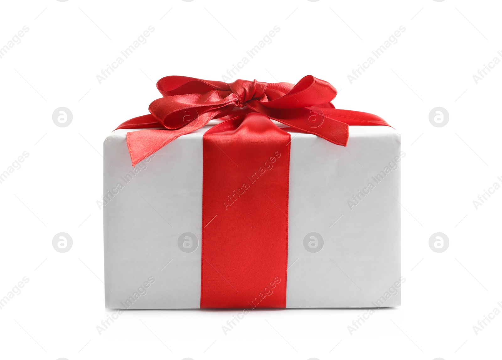 Photo of Beautifully wrapped gift box on white background