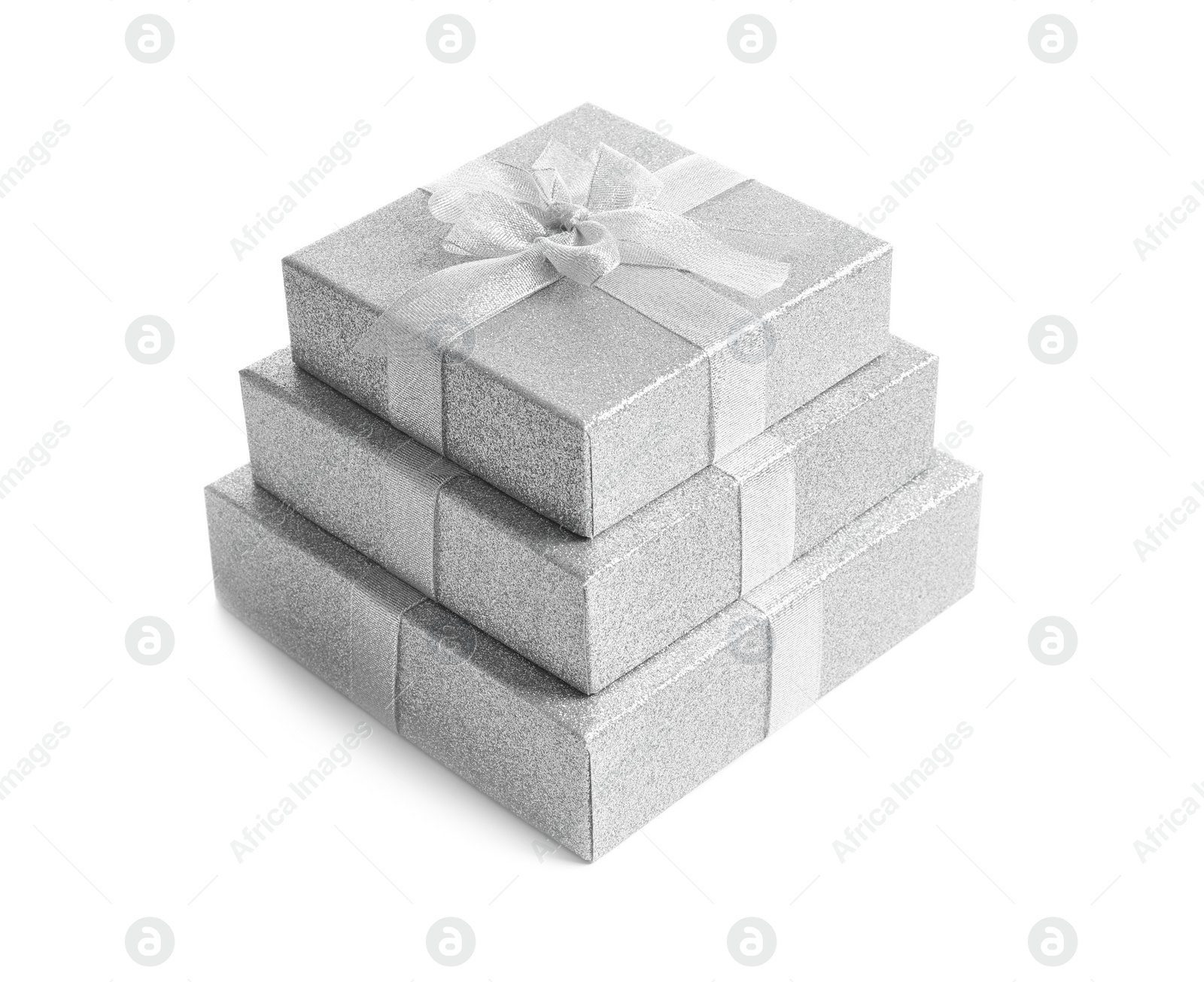 Photo of Beautiful gift boxes on white background