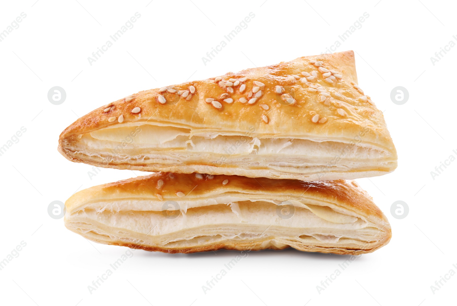 Photo of Delicious fresh puff pastries isolated on white