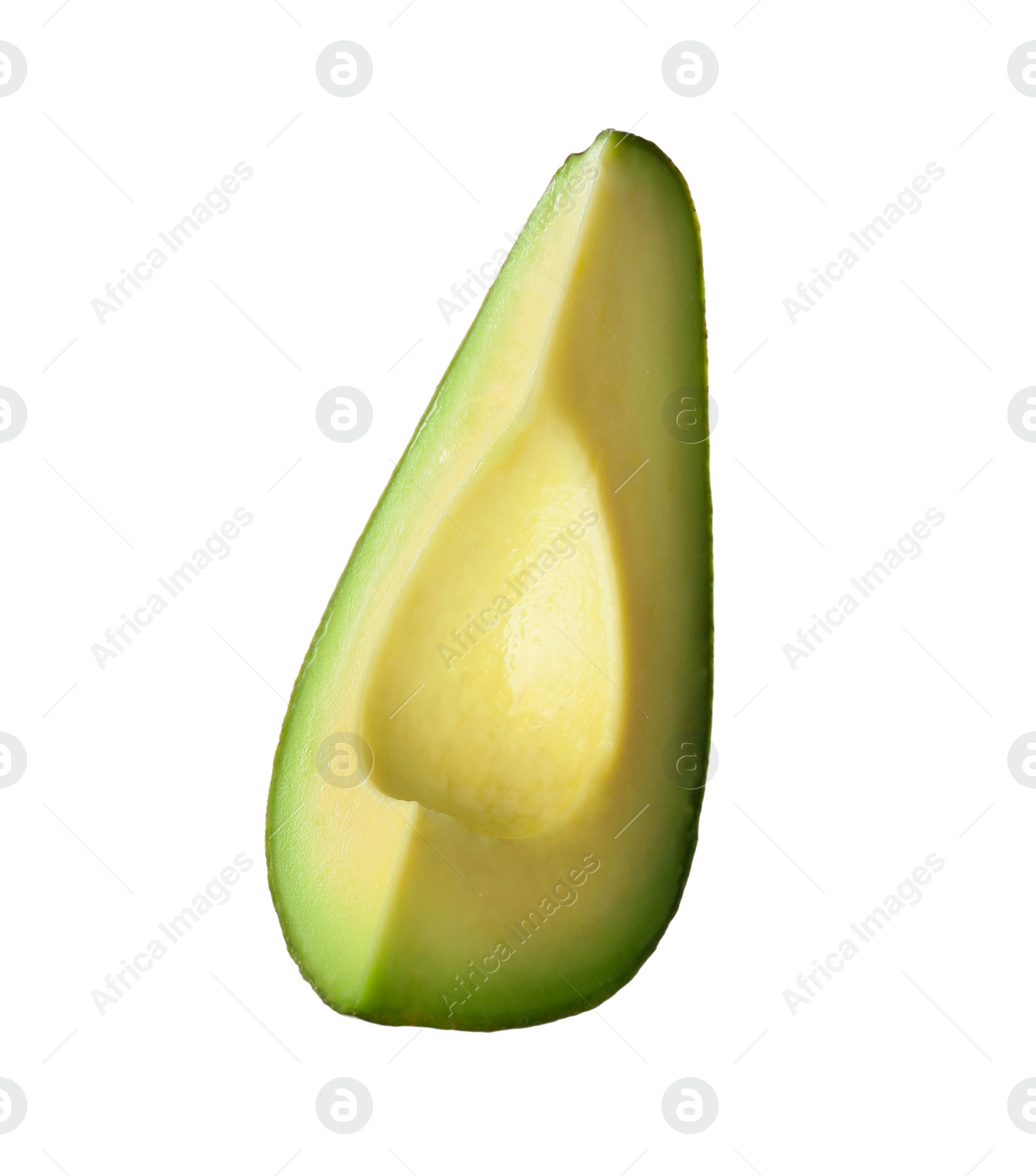 Photo of Slice of ripe avocado isolated on white