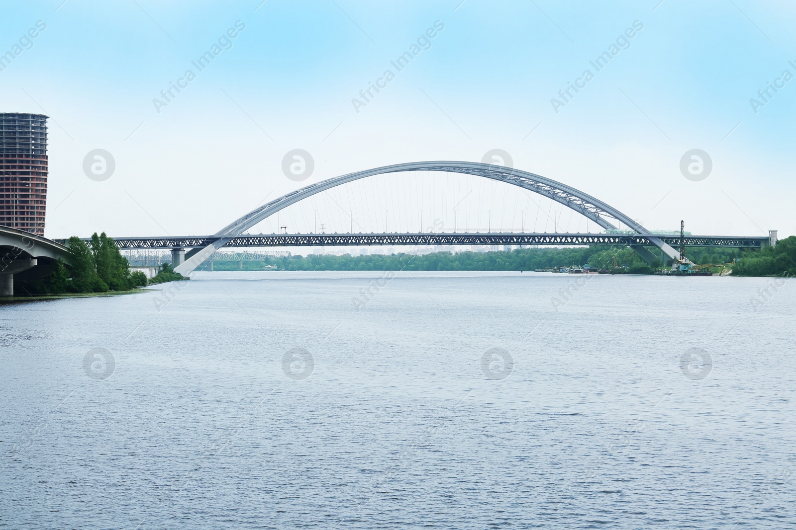 Photo of Beautiful view of modern bridge over river