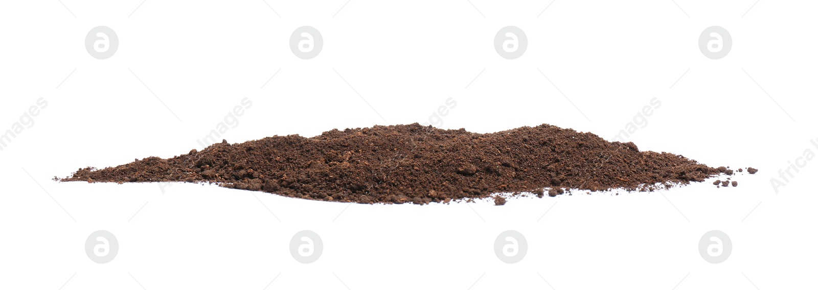 Photo of Pile of humus soil isolated on white