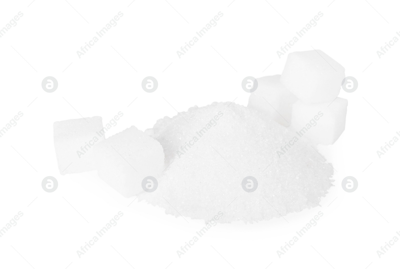 Photo of Different types of sugar isolated on white