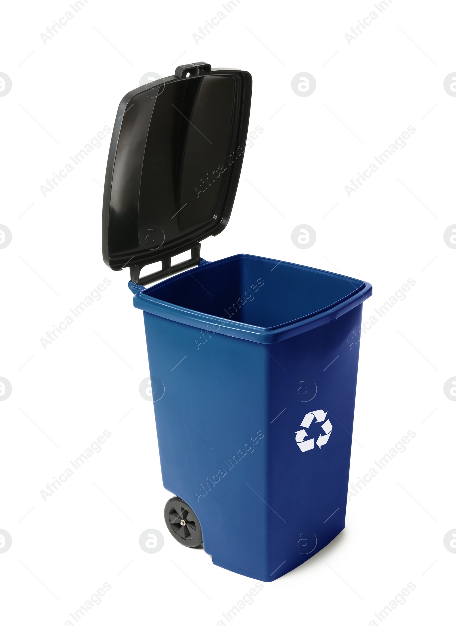 Photo of Trash bin isolated on white. Waste recycling