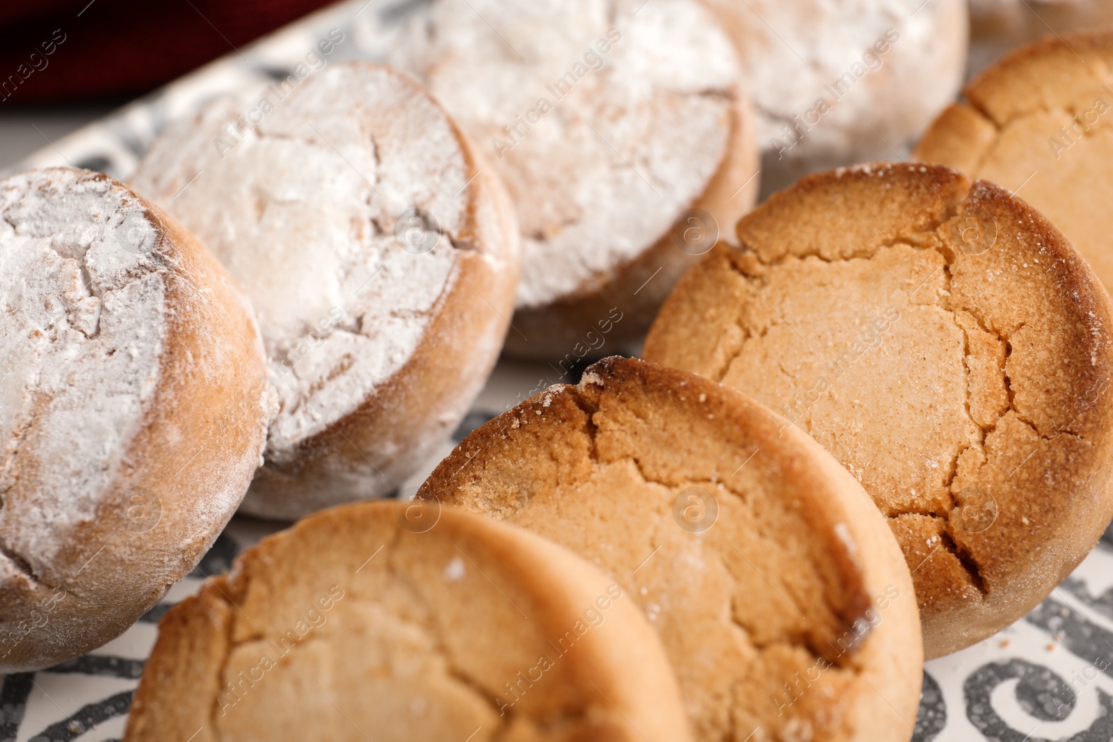 Photo of Plate with sweet delicious homemade cookies, closeup