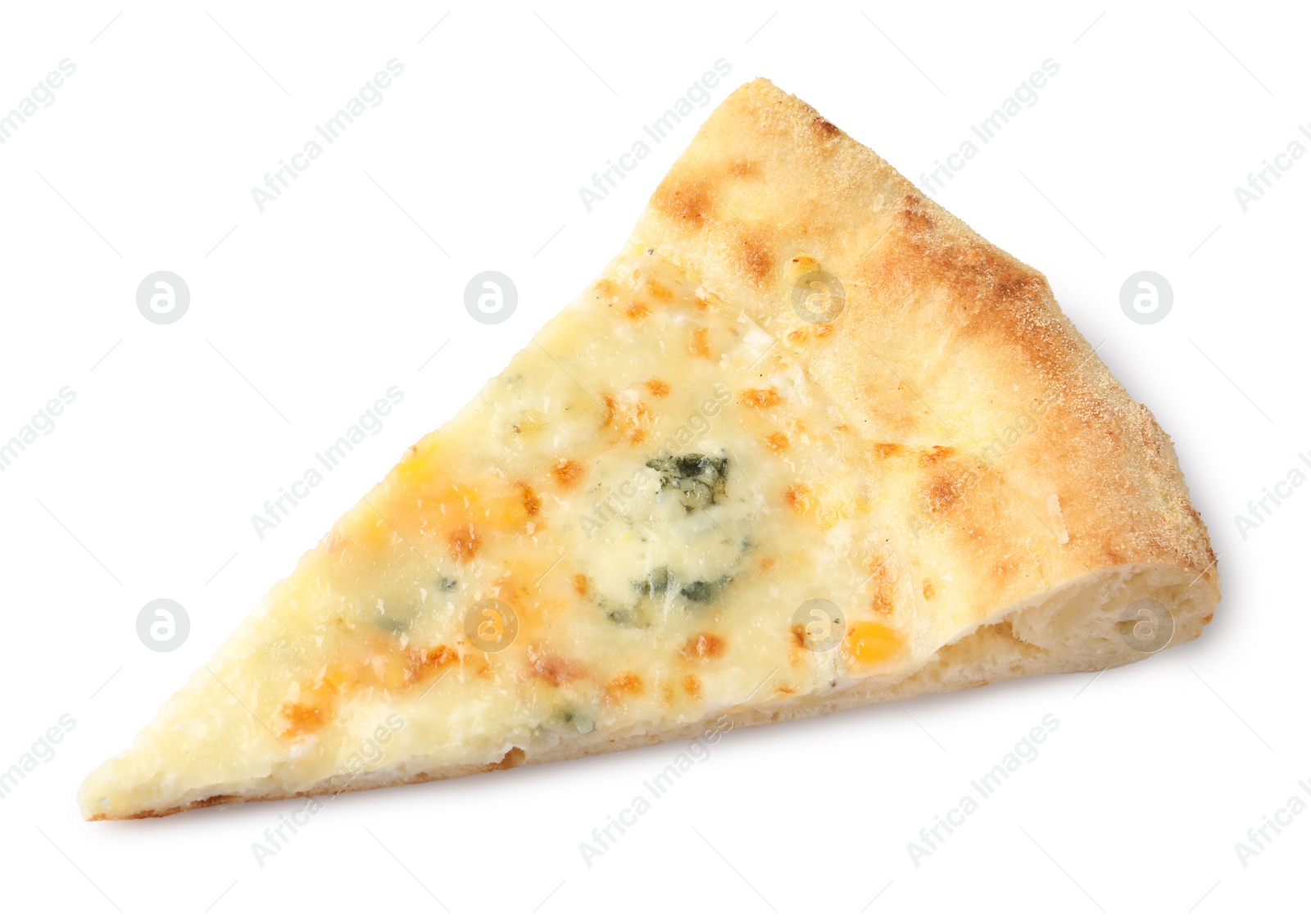 Photo of Piece of delicious cheese pizza isolated on white