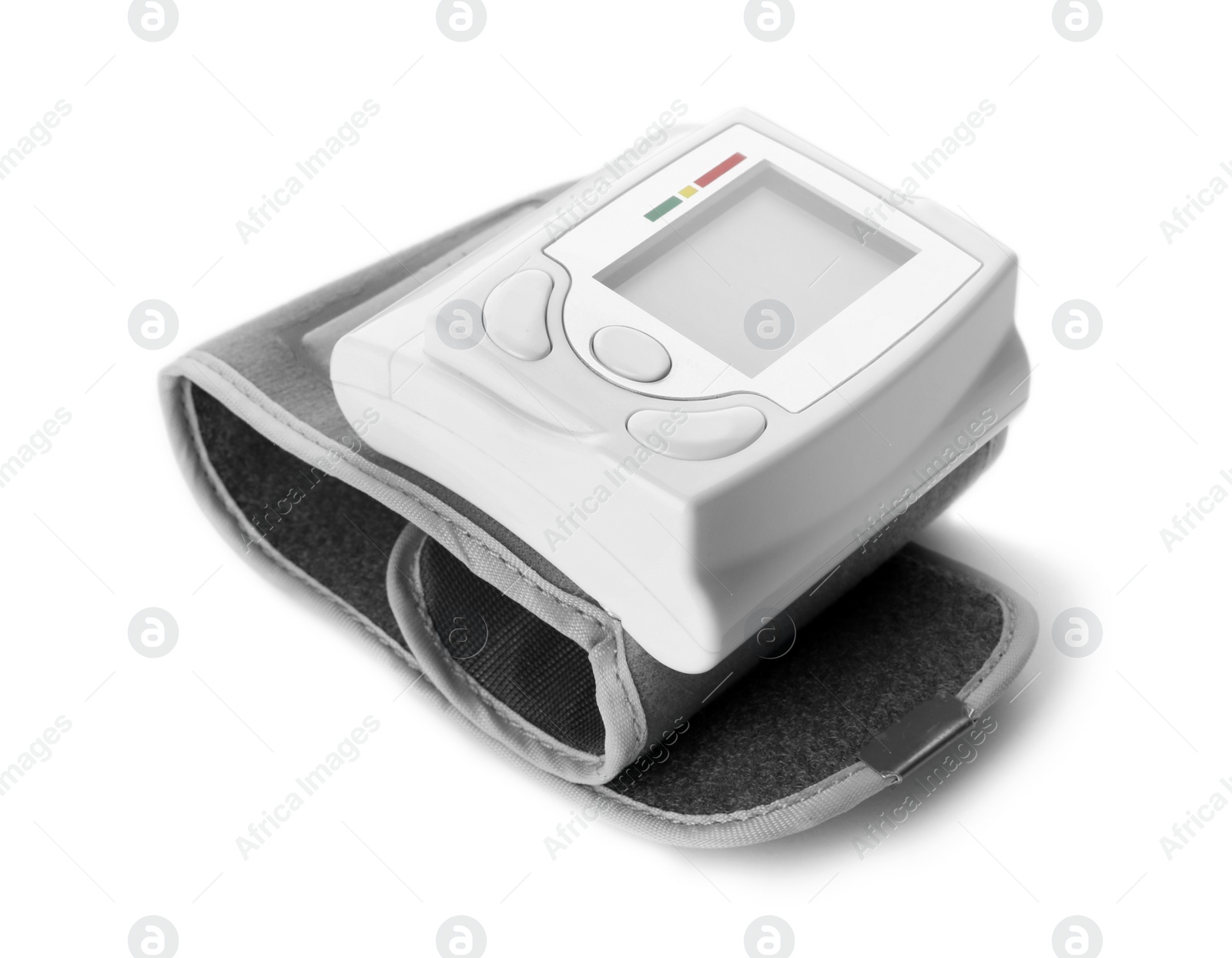 Photo of Modern blood pressure meter on white background. Medical device