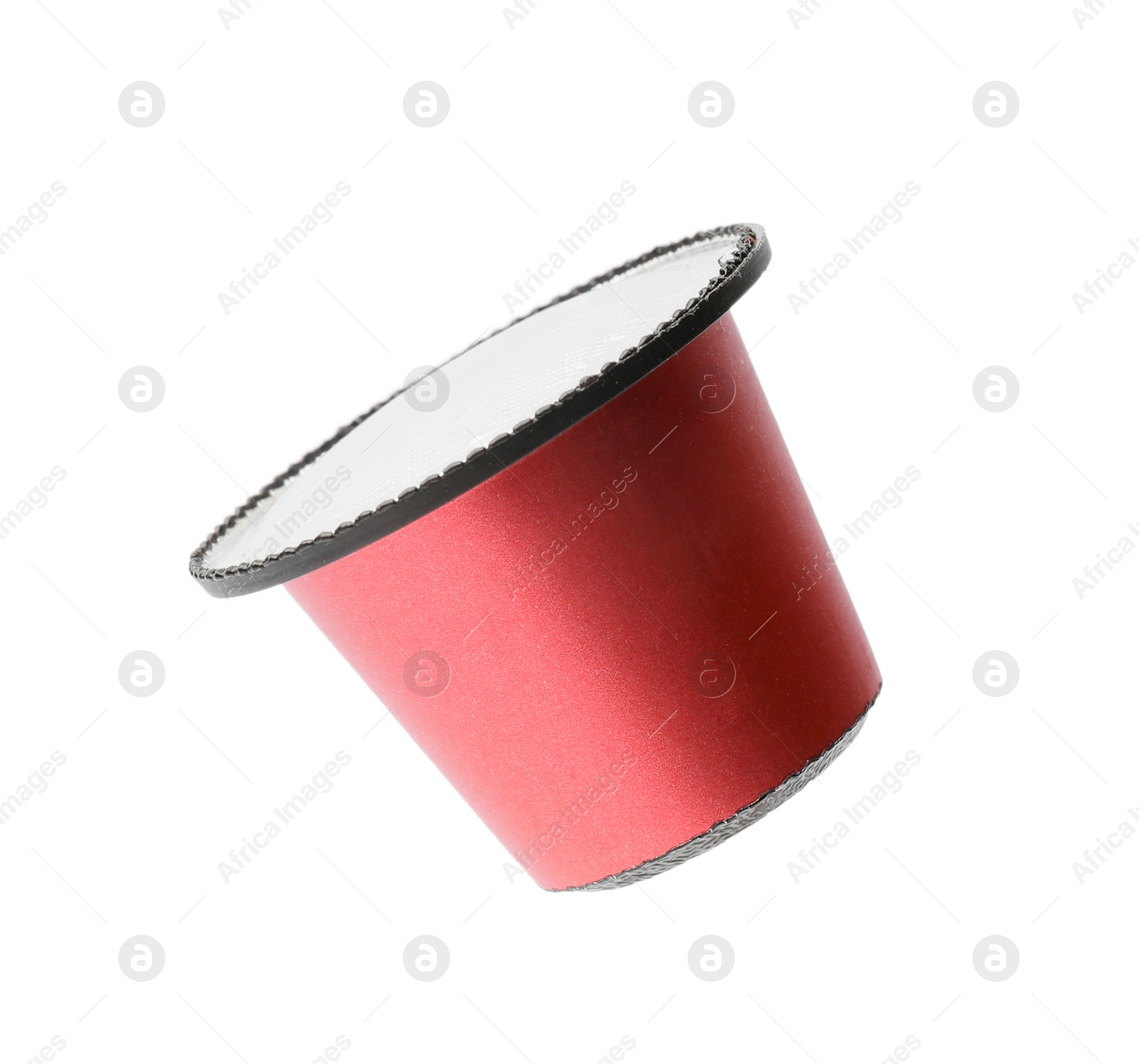 Photo of One plastic coffee capsule isolated on white