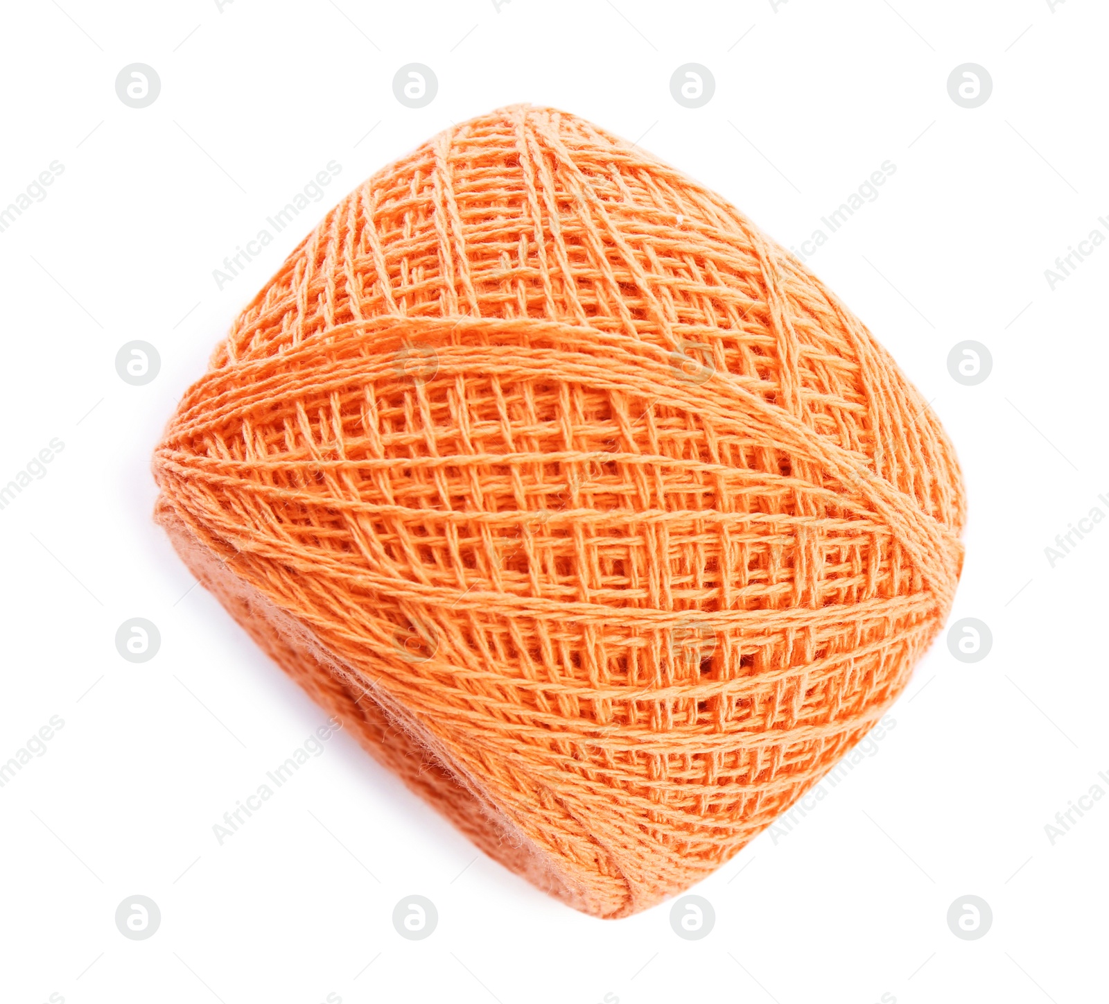 Photo of Clew of color knitting thread on white background