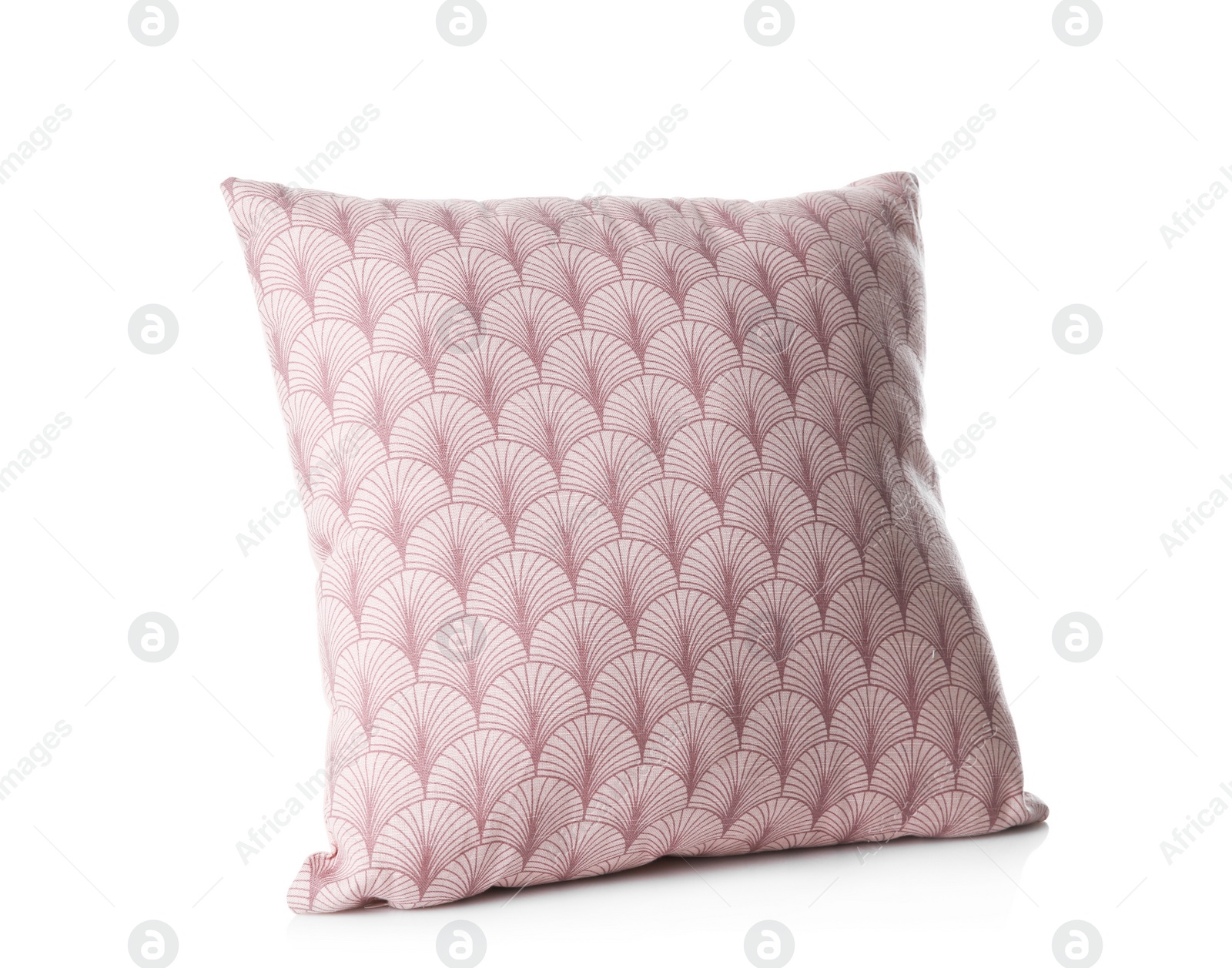 Photo of Soft decorative pillow on white background