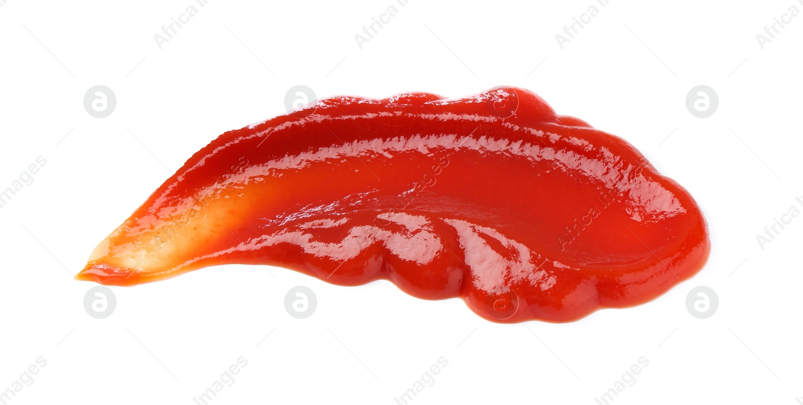 Photo of Tasty ketchup isolated on white. Tomato sauce