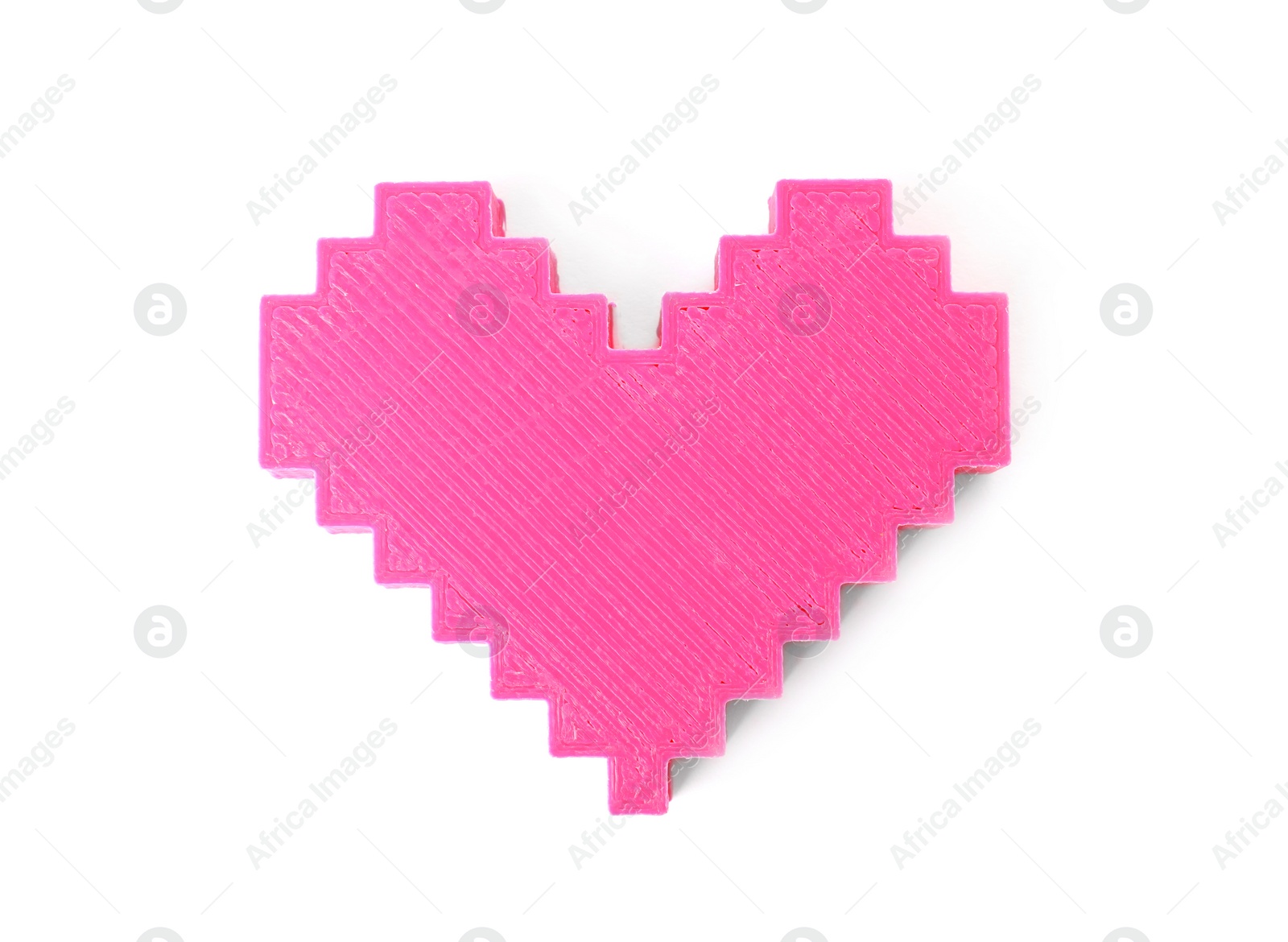 Photo of Plastic heart figure on white background, top view