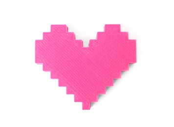 Photo of Plastic heart figure on white background, top view