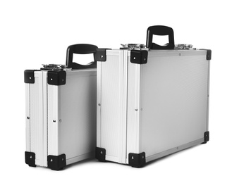 Photo of Two aluminum hard cases on white background