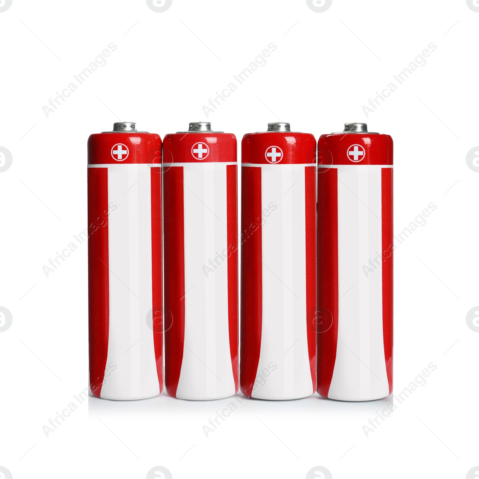 Image of New AA batteries on white background. Dry cell