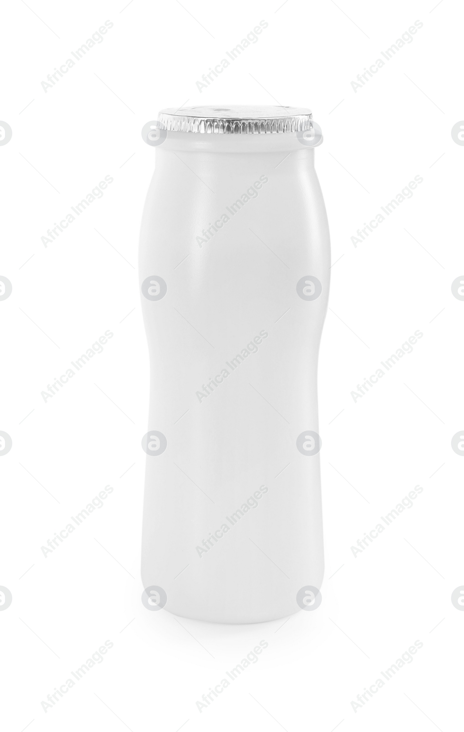 Photo of Tasty yogurt in bottle isolated on white