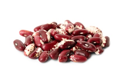 Pile of raw red beans on white background. Vegetable planting