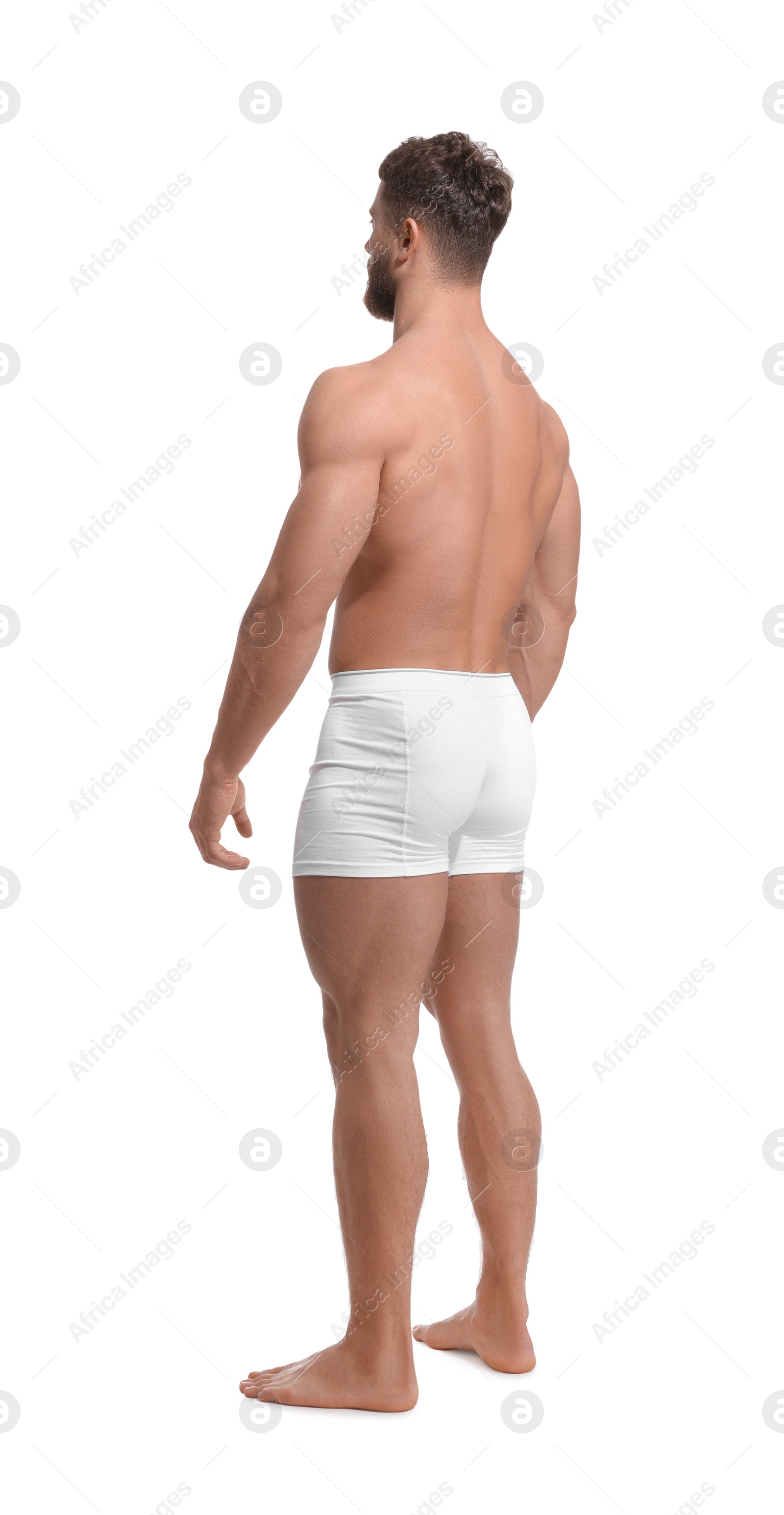 Photo of Muscular man isolated on white. Sexy body