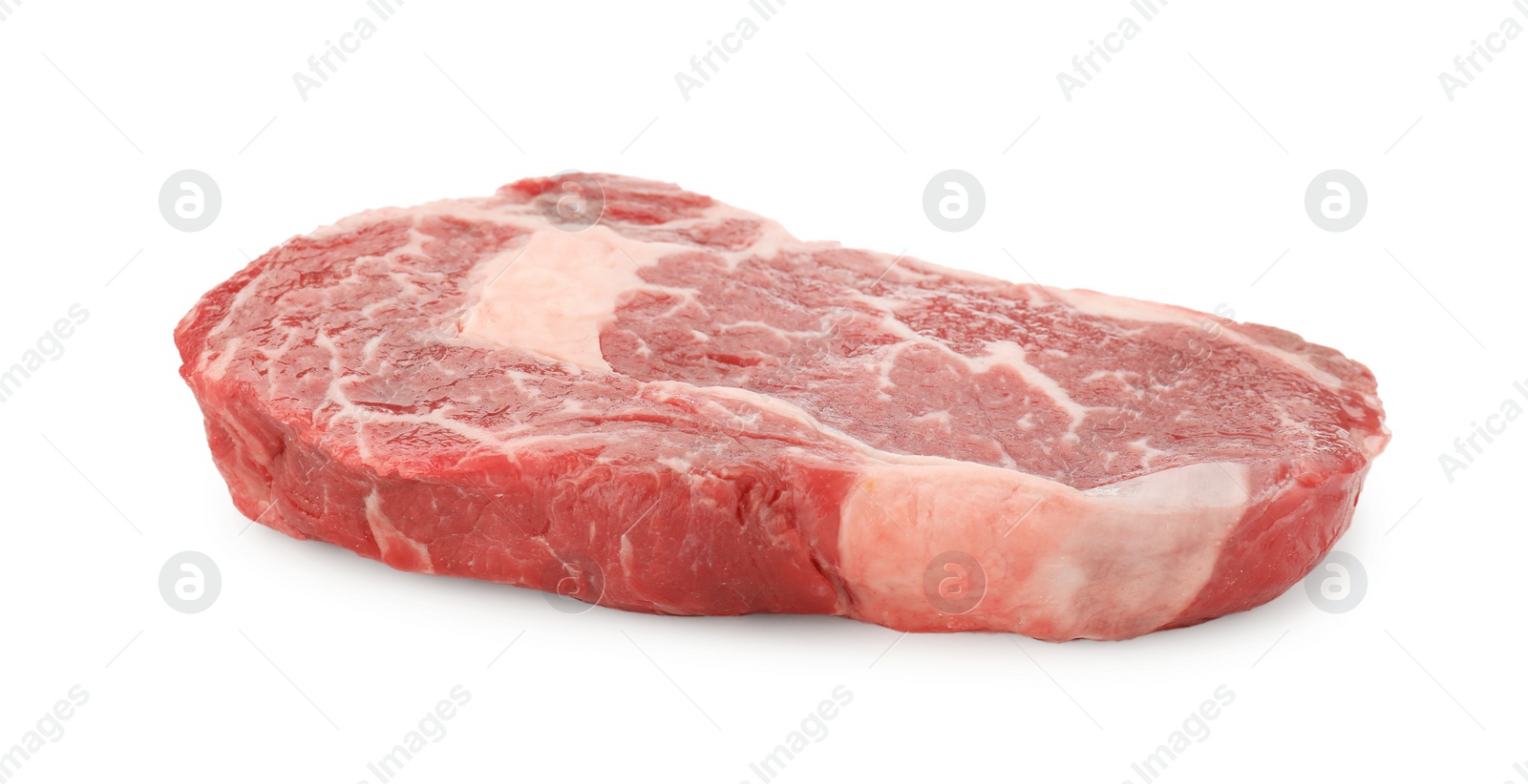 Photo of Piece of raw beef meat isolated on white