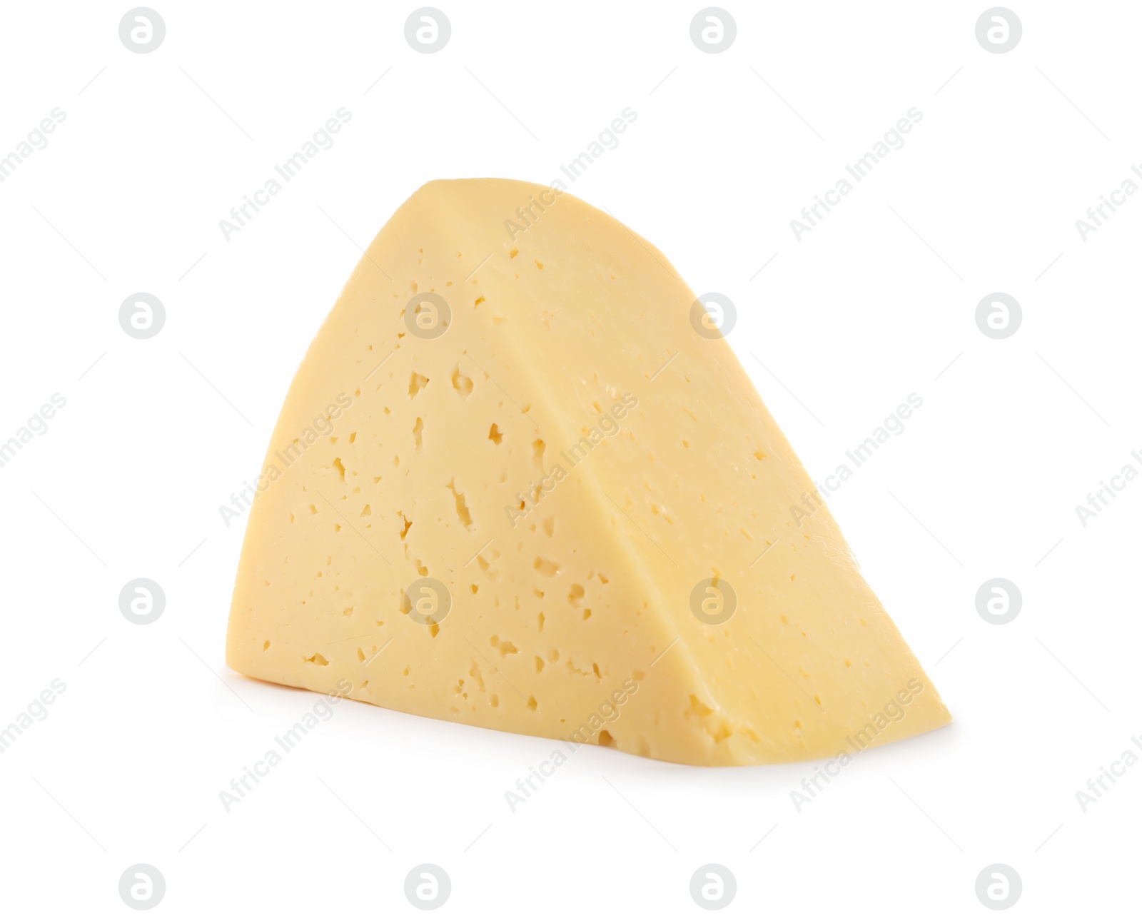 Photo of Piece of delicious cheese on white background