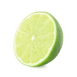 Half of fresh green ripe lime isolated on white