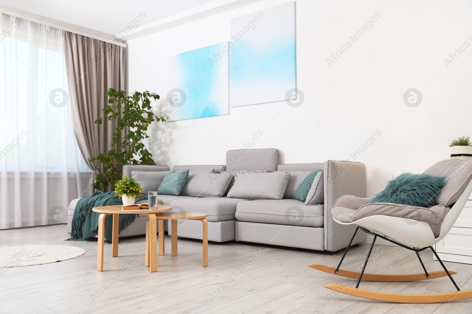 Photo of Modern living room interior with comfortable sofa