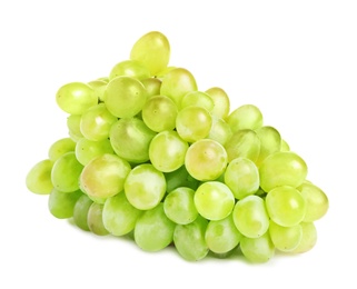 Photo of Bunch of fresh ripe juicy grapes isolated on white