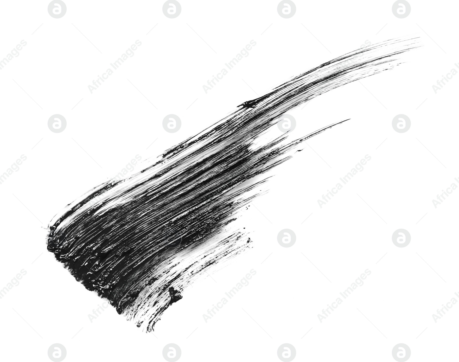 Photo of Smear of black mascara isolated on white, top view