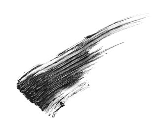 Photo of Smear of black mascara isolated on white, top view