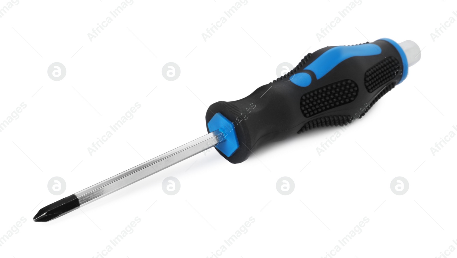 Photo of One screwdriver with color handle isolated on white