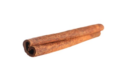 Photo of One aromatic cinnamon stick isolated on white