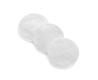 Photo of Clean cotton pads on white background, top view