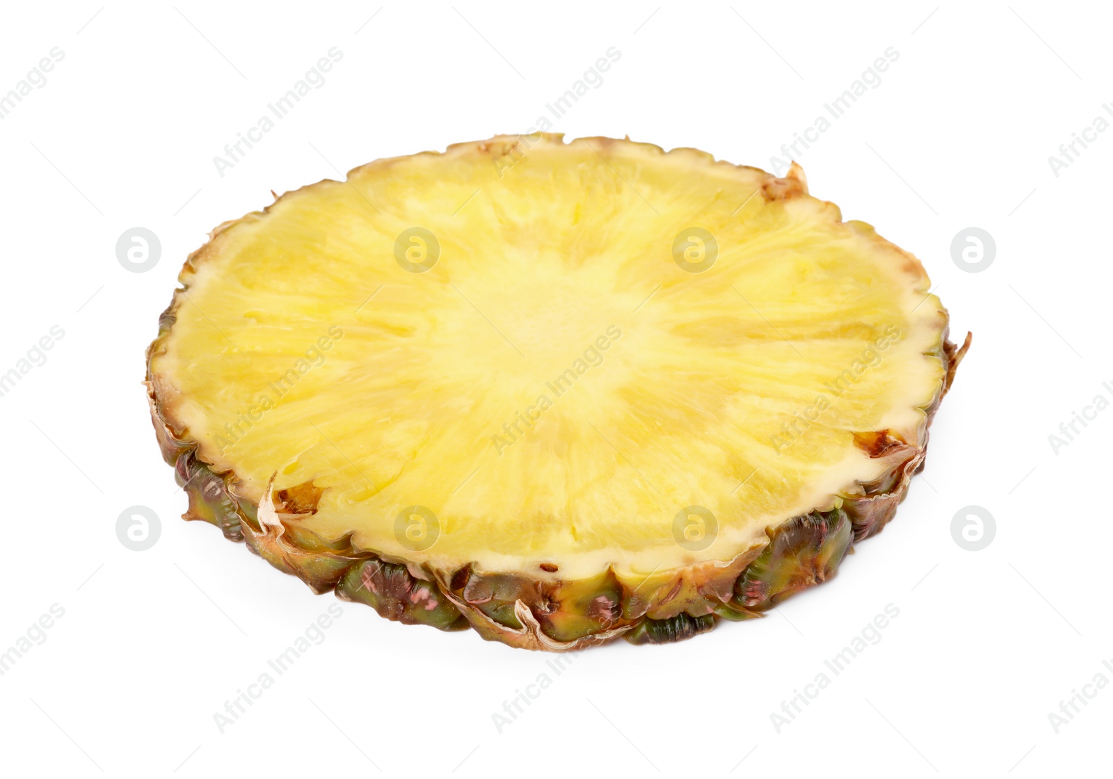 Photo of Slice of tasty ripe pineapple isolated on white