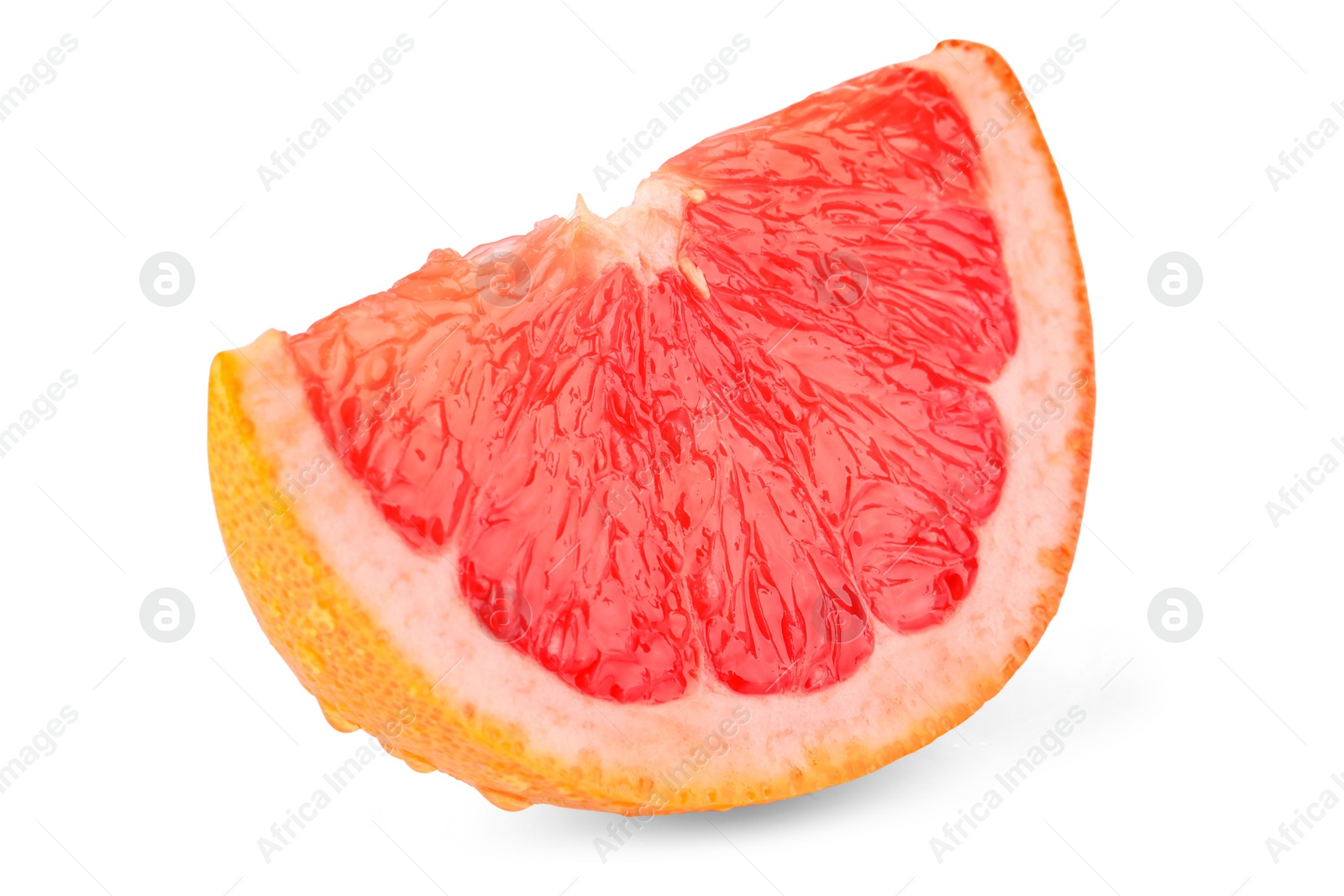 Photo of Cut ripe grapefruit isolated on white. Citrus fruit