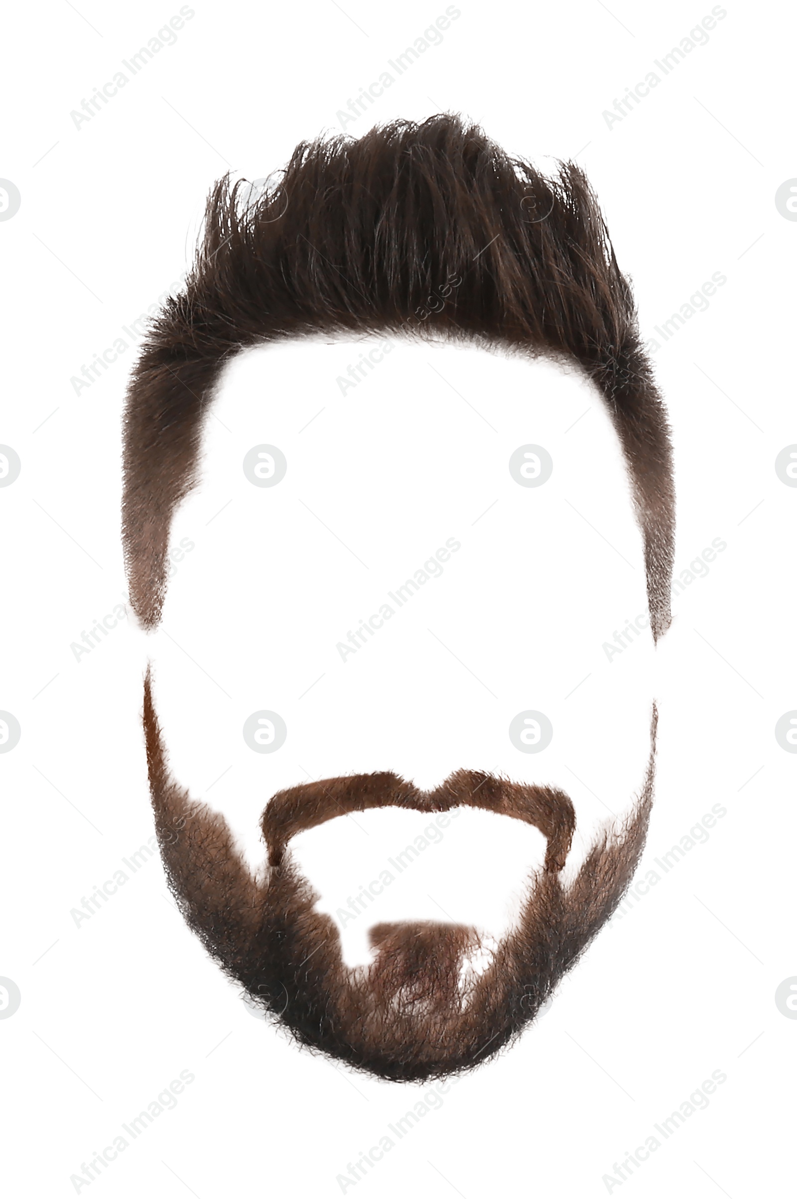 Image of Male hairstyle with beard and mustache isolated on white