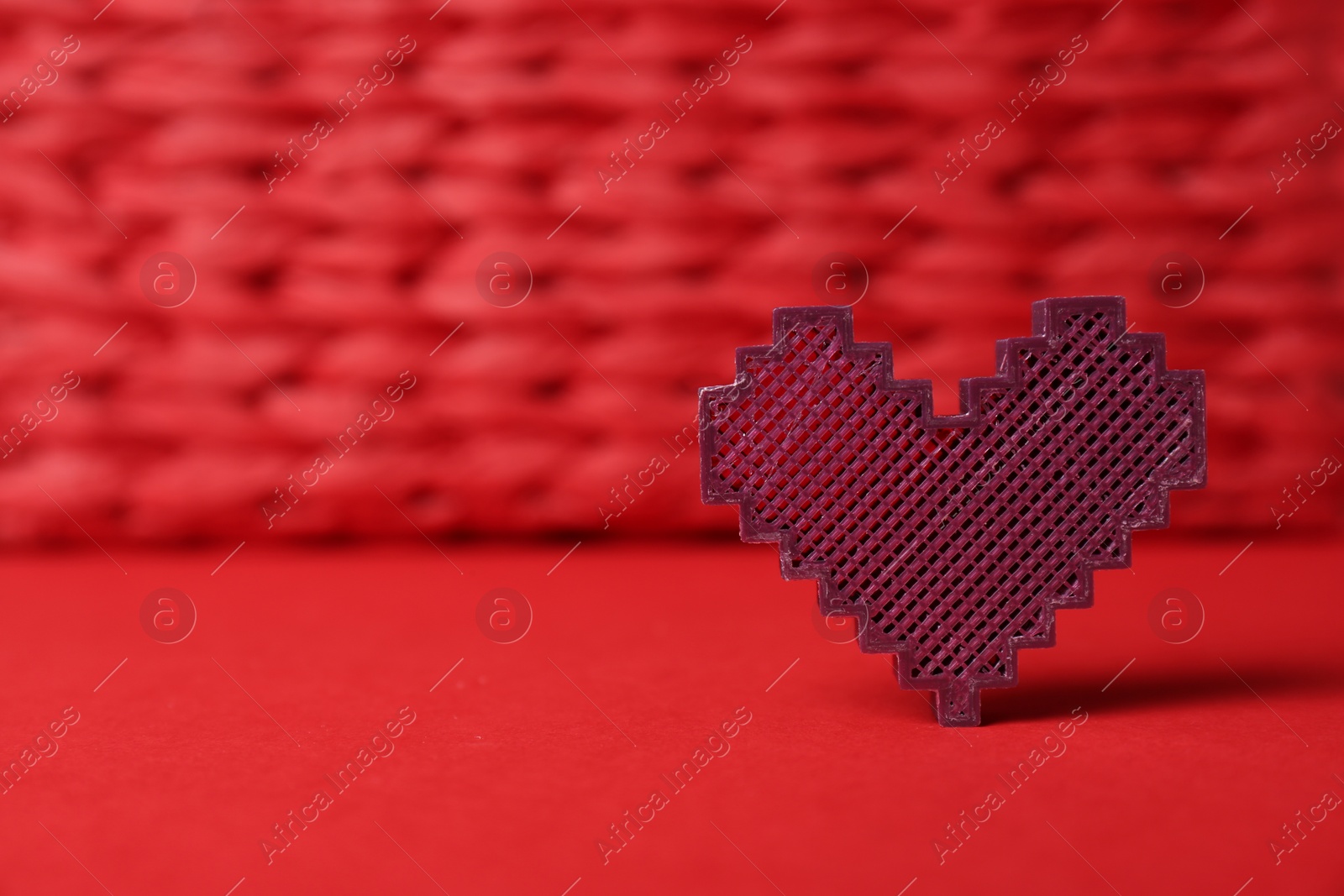 Photo of Decorative heart on color background, space for text