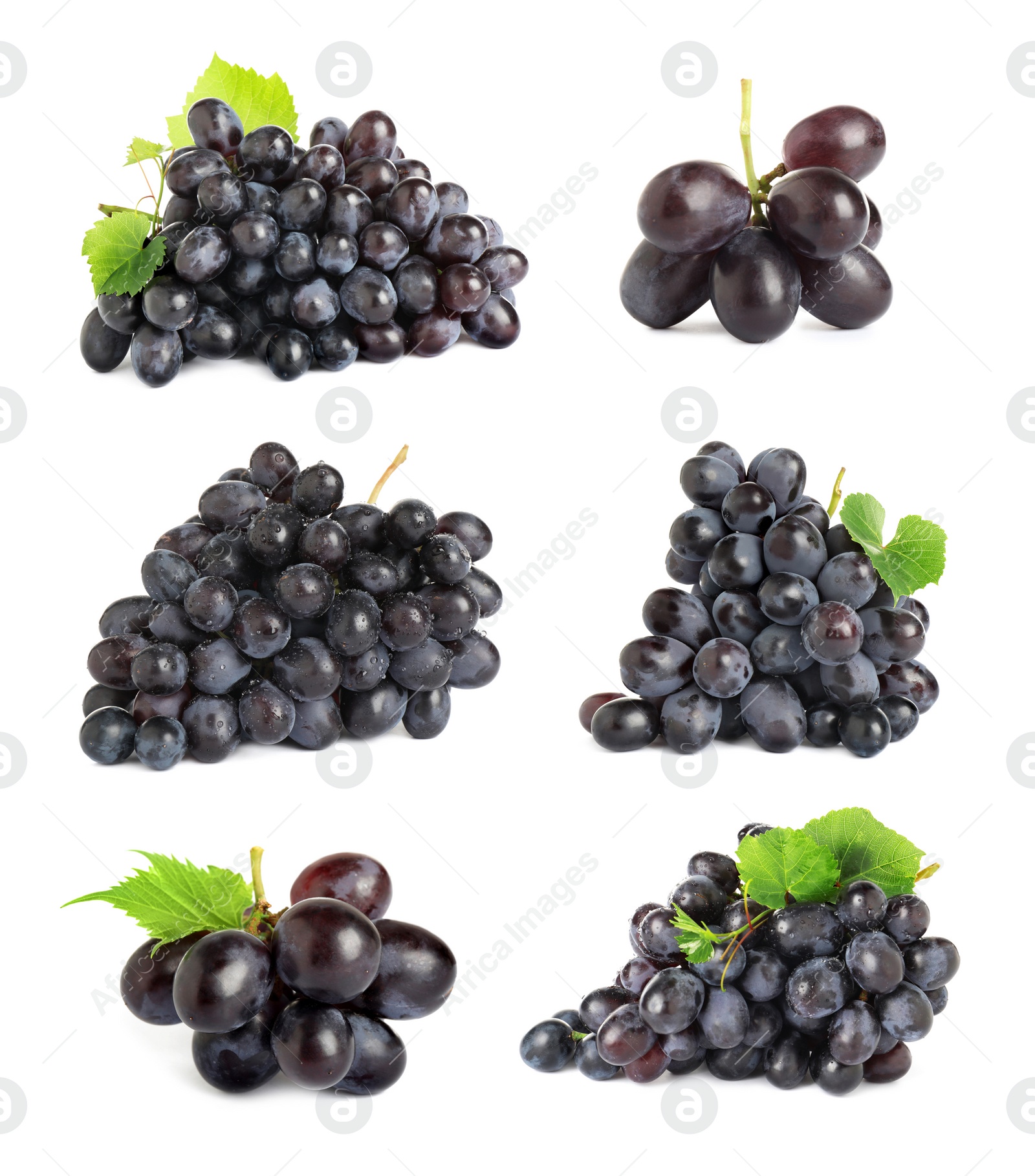 Image of Set of fresh grapes on white background 