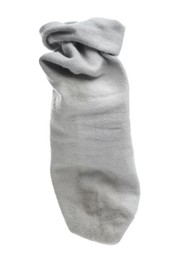 One used dirty sock isolated on white