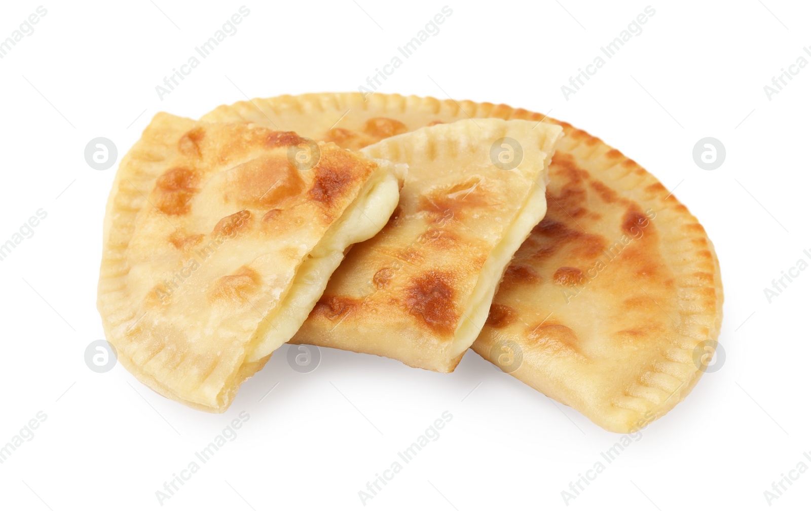 Photo of Delicious fried chebureki with cheese isolated on white