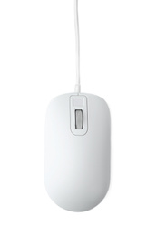 Photo of Wired computer mouse isolated on white, top view
