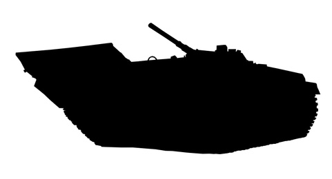 Silhouette of armored fighting vehicle isolated on white. Military machinery