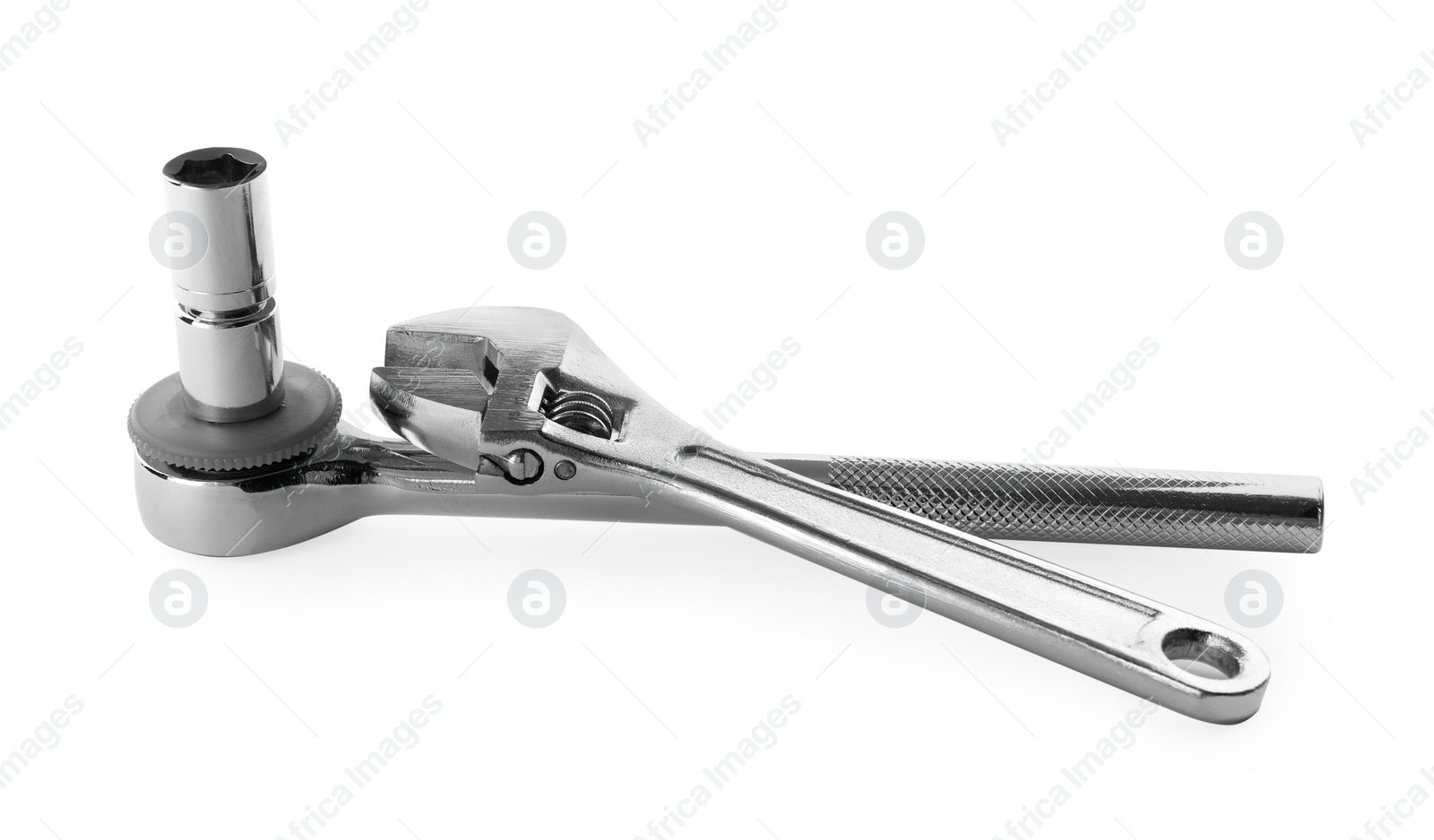 Photo of Modern auto mechanic's tools isolated on white
