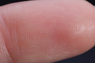 Macro view of finger with friction ridges