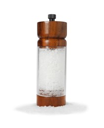 Photo of One shaker with salt isolated on white