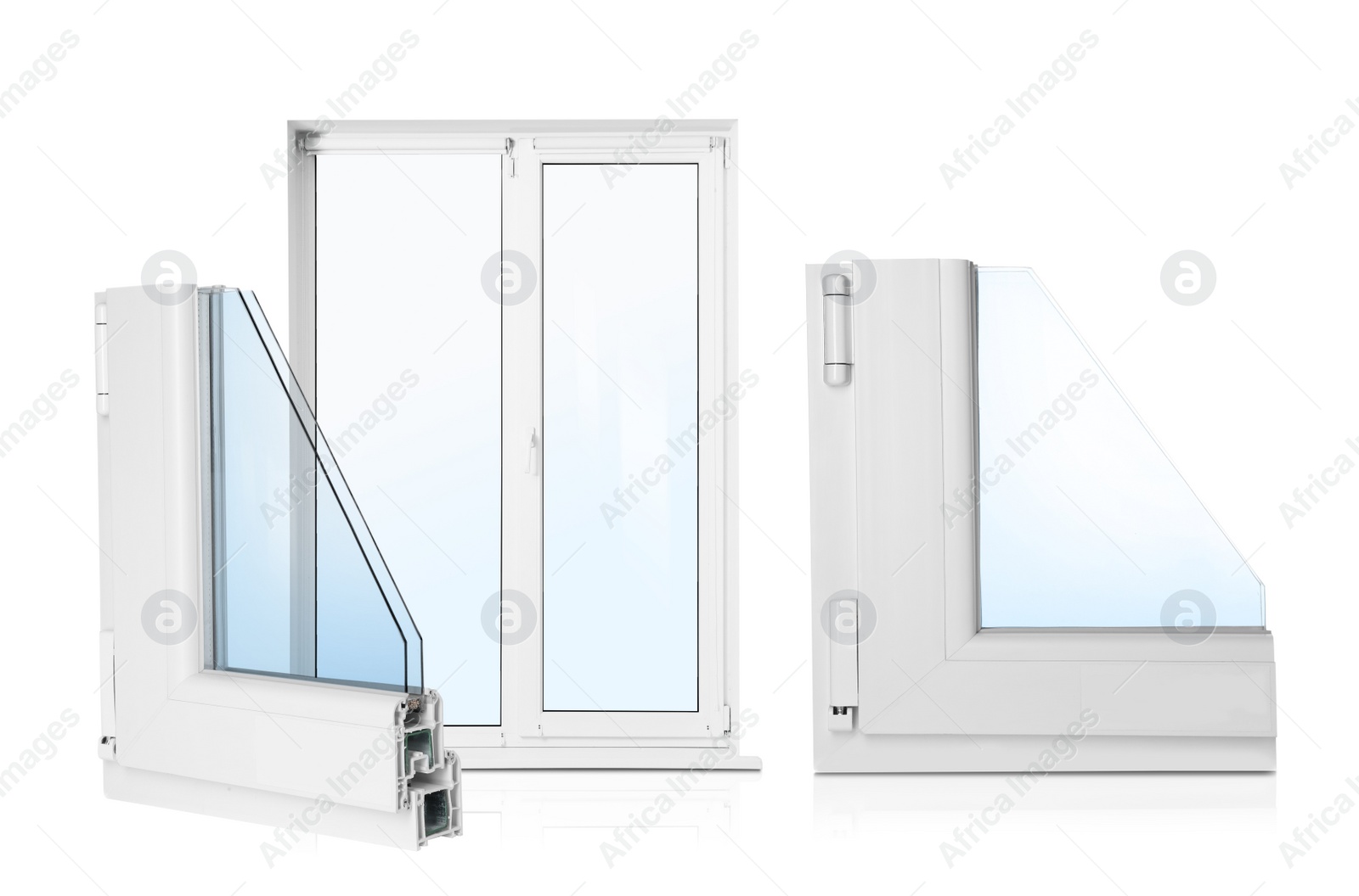 Image of Window and samples of profile on white background