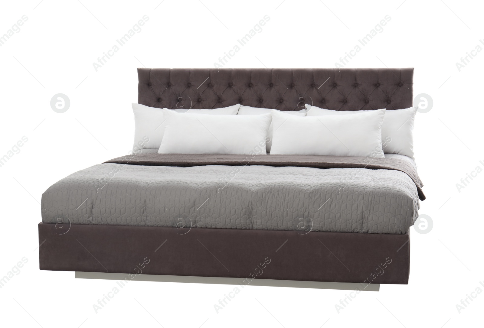 Photo of Comfortable bed on white background. Idea for interior design