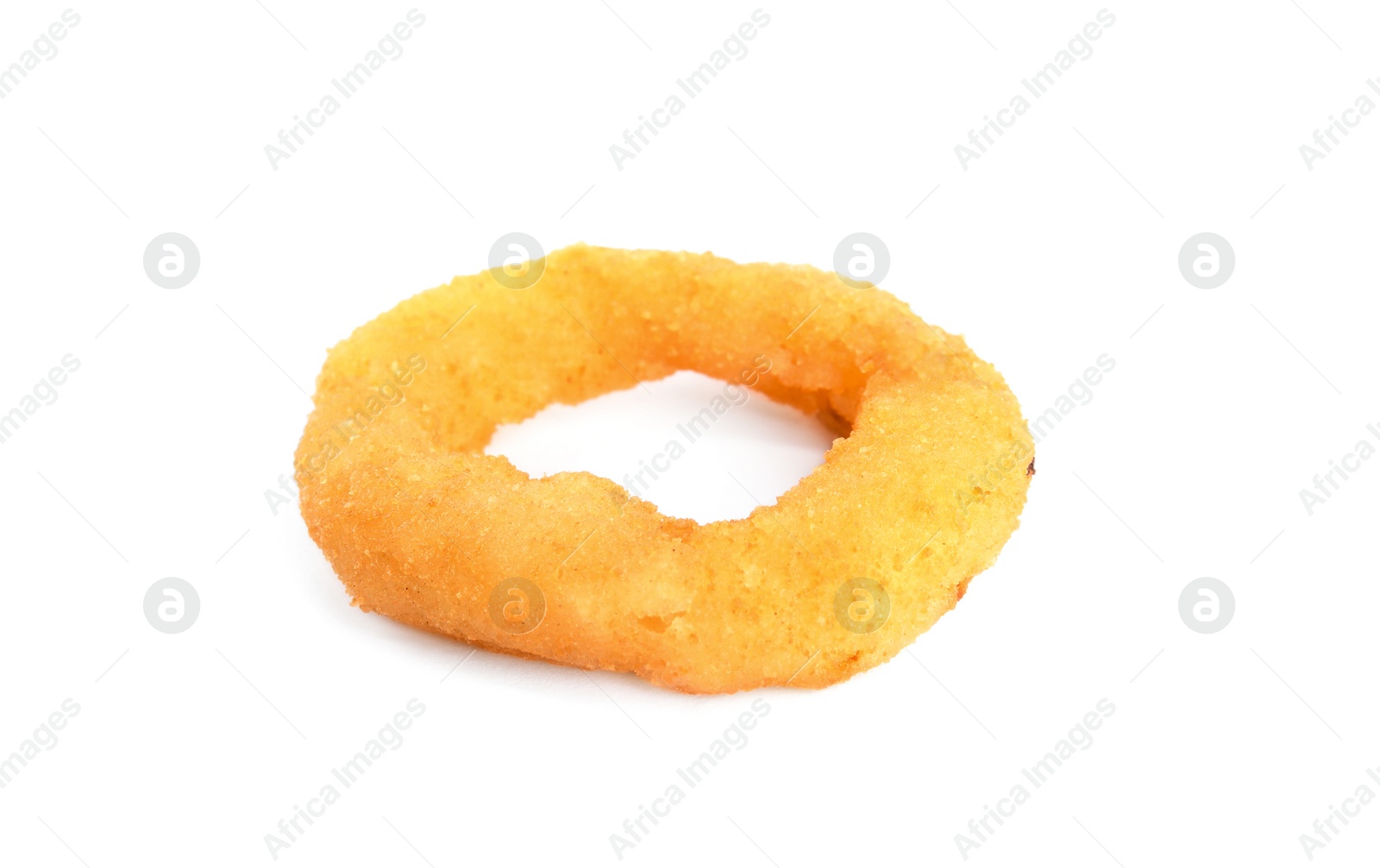 Photo of Delicious golden onion ring isolated on white