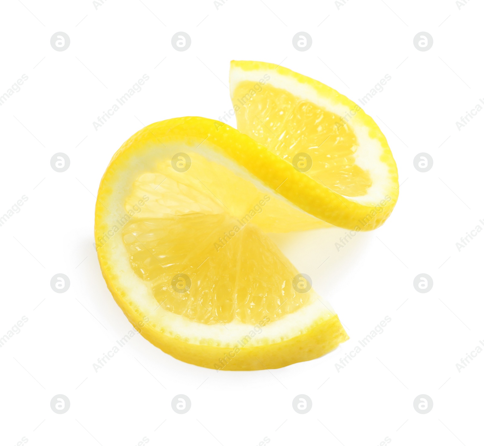 Photo of Fresh ripe lemon slice isolated on white, top view