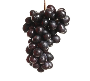 Photo of Bunch of fresh ripe juicy grapes on white background